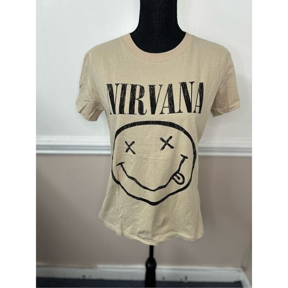 Nirvana Beige Short Sleeve Band Tee Size Small - Picture 1 of 5